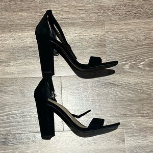 Black Ankle Strap Block Heels